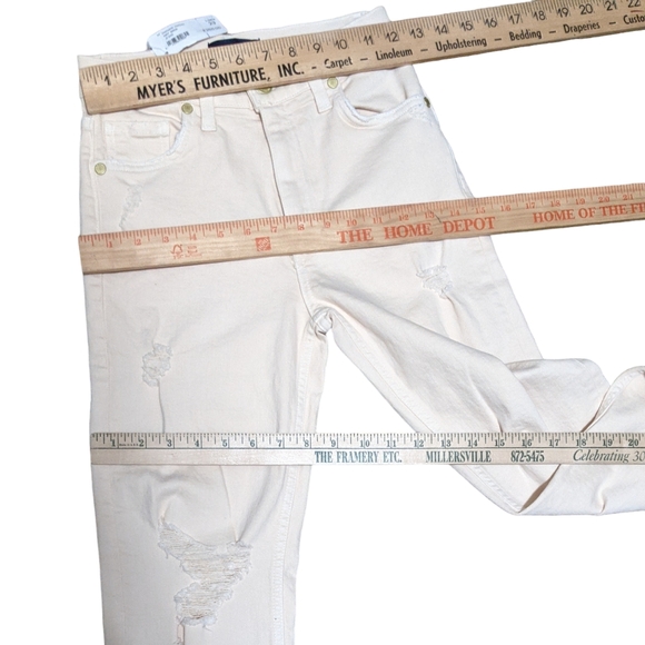 Ramy Brook NY mid rise cream linen distressed jeans size 23 - Picture 9 of 12